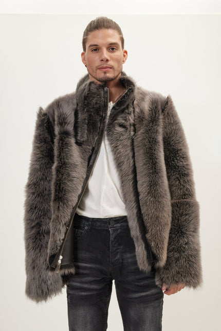 Men's Reversible Toscana Shearling Bomber Jacket - Chocolate | Ron Tomson