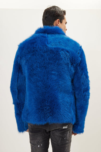 Men's Reversible Toscana Shearling Leather Bomber - Black Navy | Ron Tomson