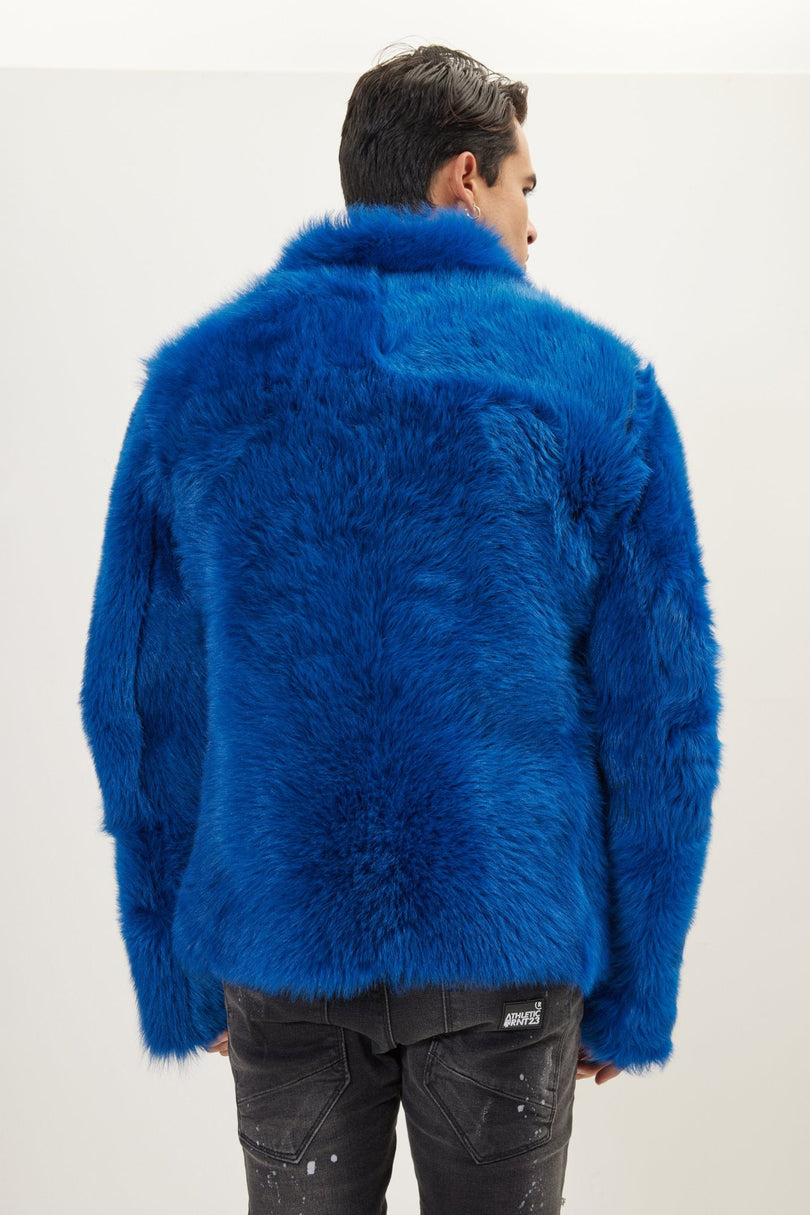Men's Reversible Toscana Shearling Leather Bomber - Black Navy | Ron Tomson