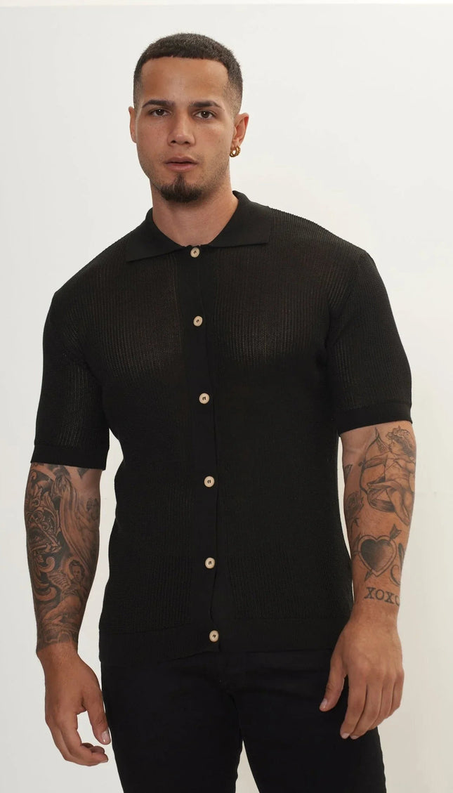 Men's Sheer Mesh Top - Black | Ron Tomson Black / S (36 US)