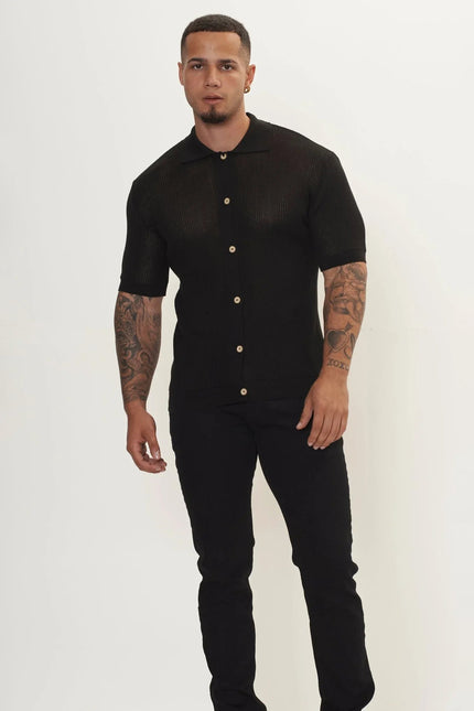 Men's Sheer Mesh Top - Black | Ron Tomson