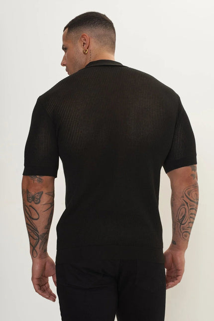 Men's Sheer Mesh Top - Black | Ron Tomson