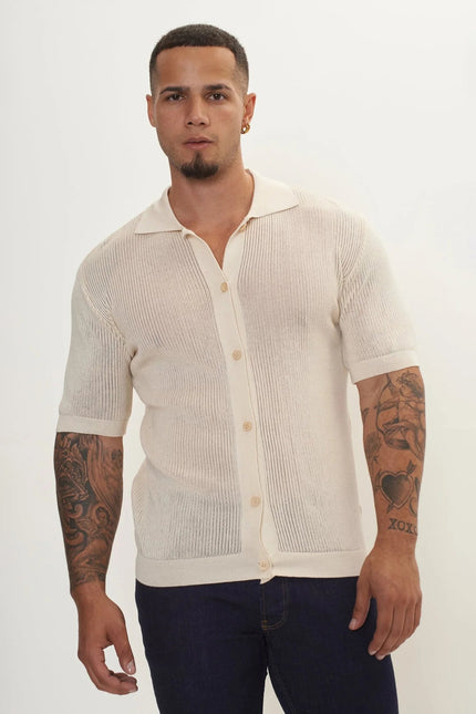 See Through Button Down Mesh Top
