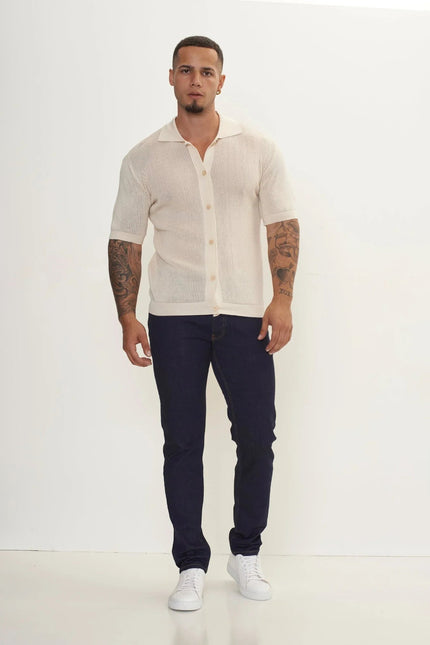 Men's Sheer Mesh Top - Beige | Ron Tomson