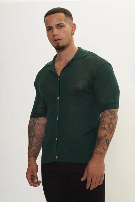 Men's Sheer Mesh Top - Green | Ron Tomson