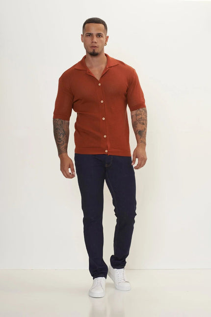 Men's Sheer Mesh Top - Tile | Ron Tomson