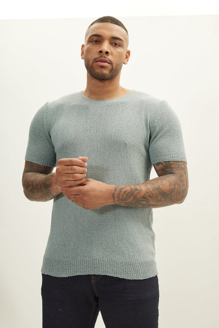 Men's Short-Sleeve Sweater - Teal Green | Ron Tomson
