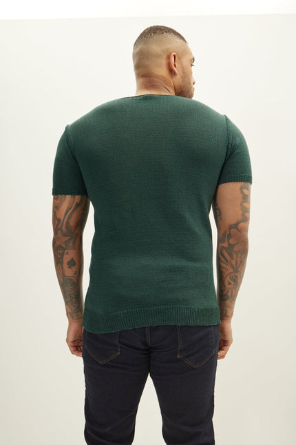 Men's Short-Sleeve Sweater - Dark Green | Ron Tomson