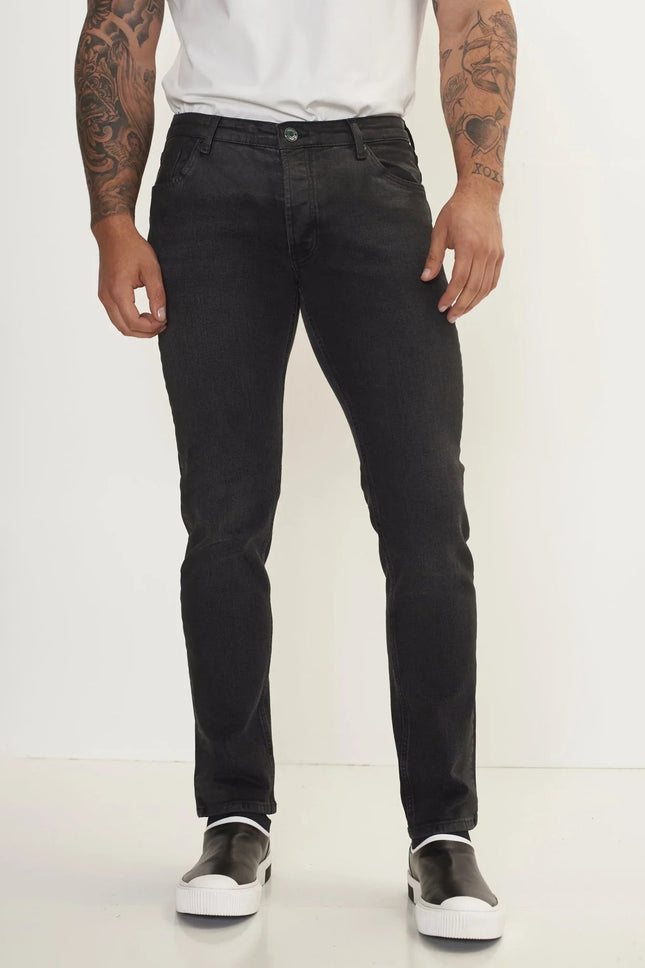 Men's Side Waxed Tapered Jeans - Grey | Ron Tomson