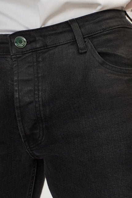 Men's Side Waxed Tapered Jeans - Grey | Ron Tomson
