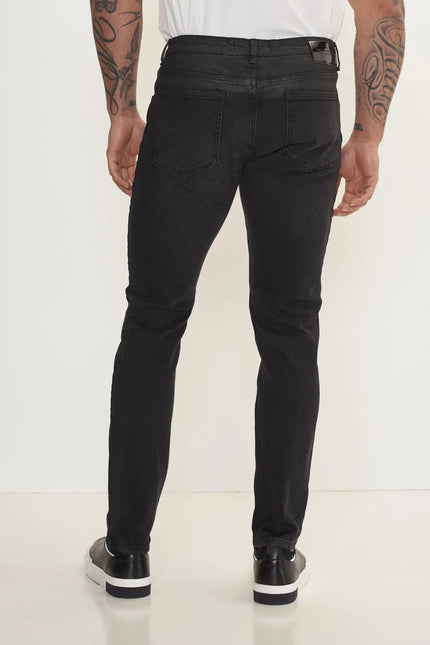 Men's Side Waxed Tapered Jeans - Grey | Ron Tomson