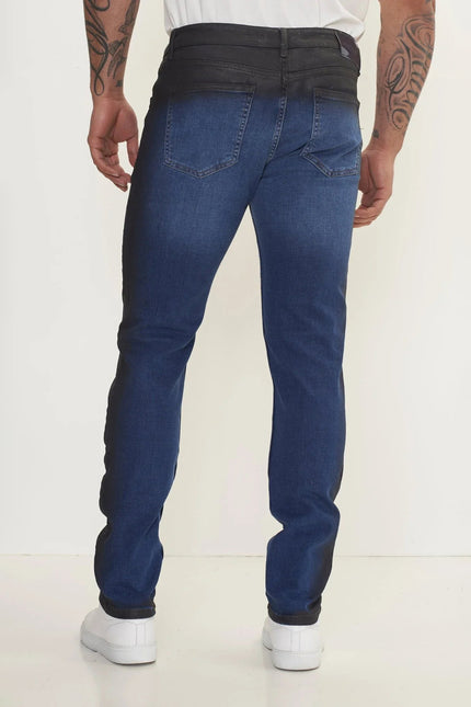 Men's Side Waxed Tapered Jeans - Blue | Ron Tomson