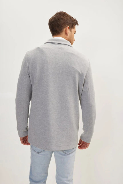 Men's Sleek Full Button Shacket - Grey | Ron Tomson