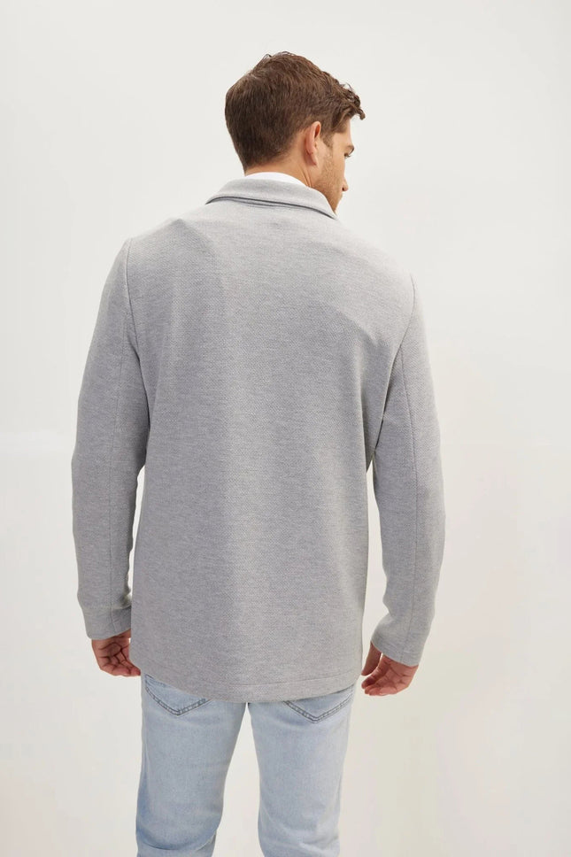Men's Sleek Full Button Shacket - Grey | Ron Tomson