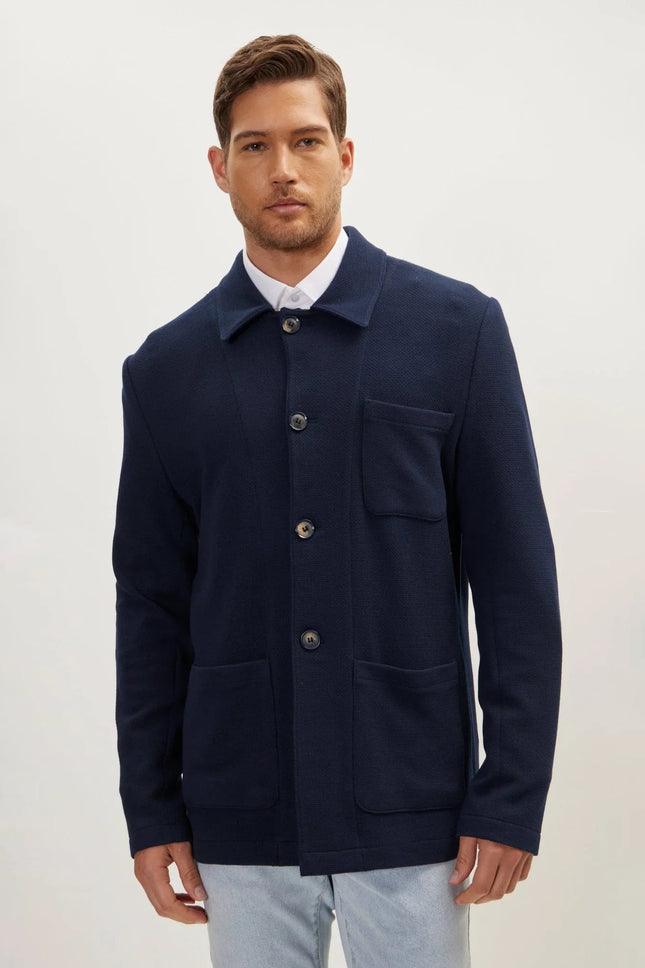 Men's Tailored Shirt Jacket - Navy | Ron Tomson