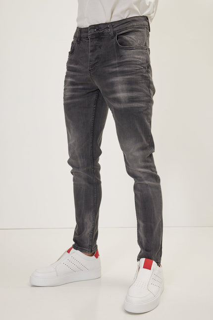 Men's Slim Whiskered Jeans - Dark Grey | Ron Tomson