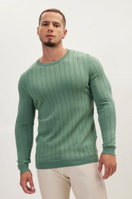 Men's Slip-Stitch Sweater - Green | Ron Tomson