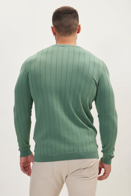 Men's Slip-Stitch Sweater - Green | Ron Tomson