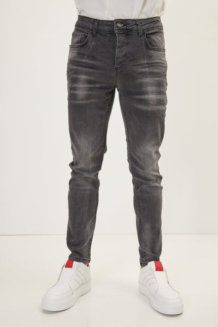 Men's Slim Whiskered Jeans - Dark Grey | Ron Tomson