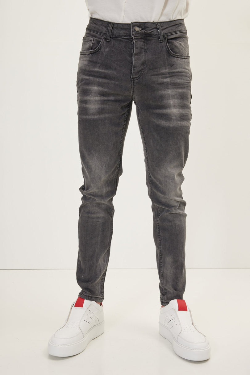 Men's Slim Whiskered Jeans - Dark Grey | Ron Tomson