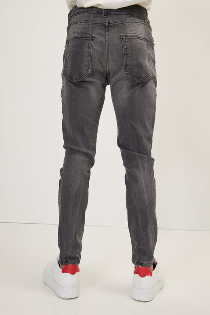Men's Slim Whiskered Jeans - Dark Grey | Ron Tomson