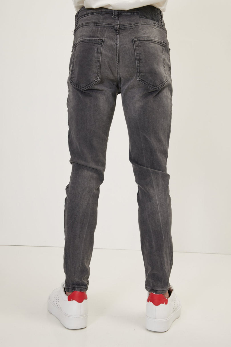 Men's Slim Whiskered Jeans - Dark Grey | Ron Tomson