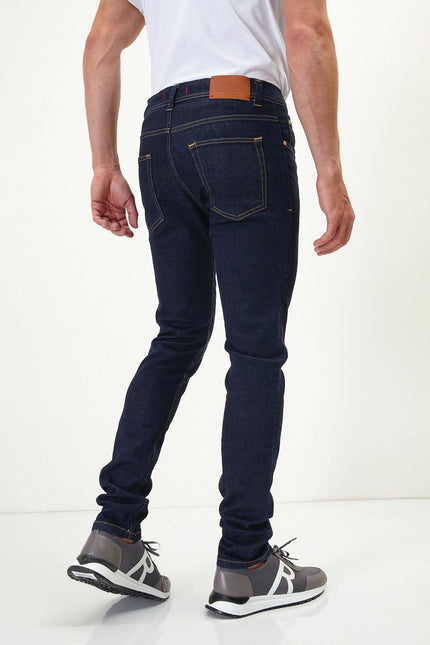 Men's Sleek Tapered Jeans - Dark Blue | Ron Tomson