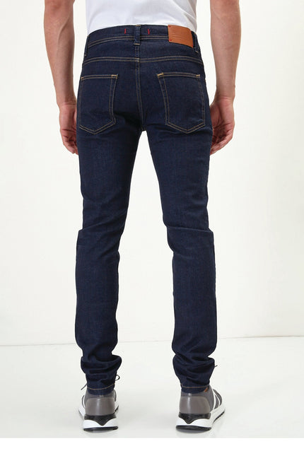 Men's Sleek Tapered Jeans - Dark Blue | Ron Tomson