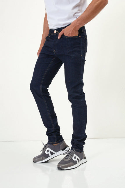Men's Sleek Tapered Jeans - Dark Blue | Ron Tomson