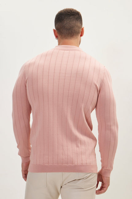 Men's Knit Polo Sweater - Rose | Ron Tomson