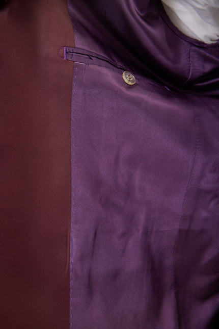 Men's Paisley Shawl Lapel Tuxedo Jacket - Silver Burgundy | Ron Tomson