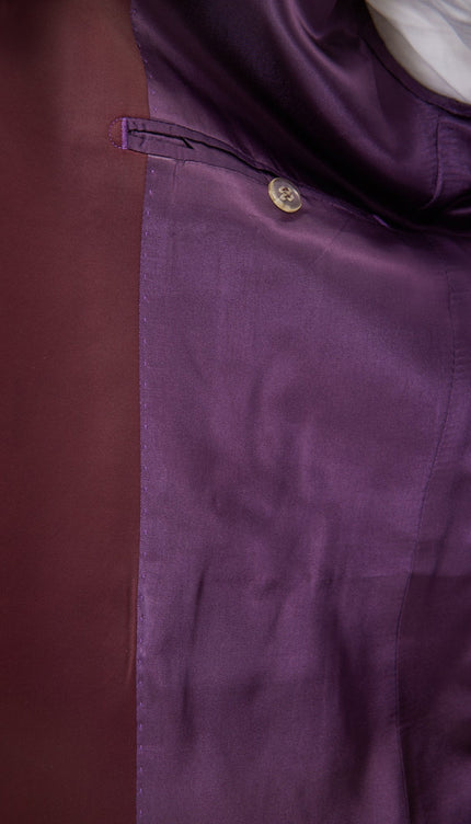 Paisley Shawl Lapel Tuxedo Jacket - Silver Burgundy