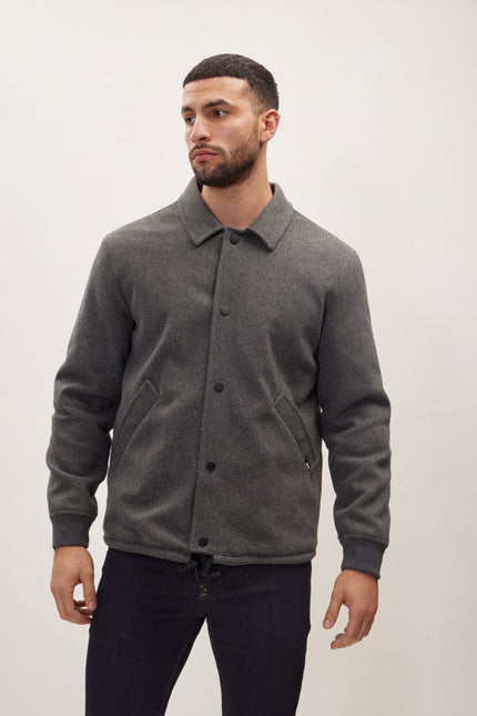 Men's Snap Closure Collared Walking Jacket - Anthracite | Ron Tomson