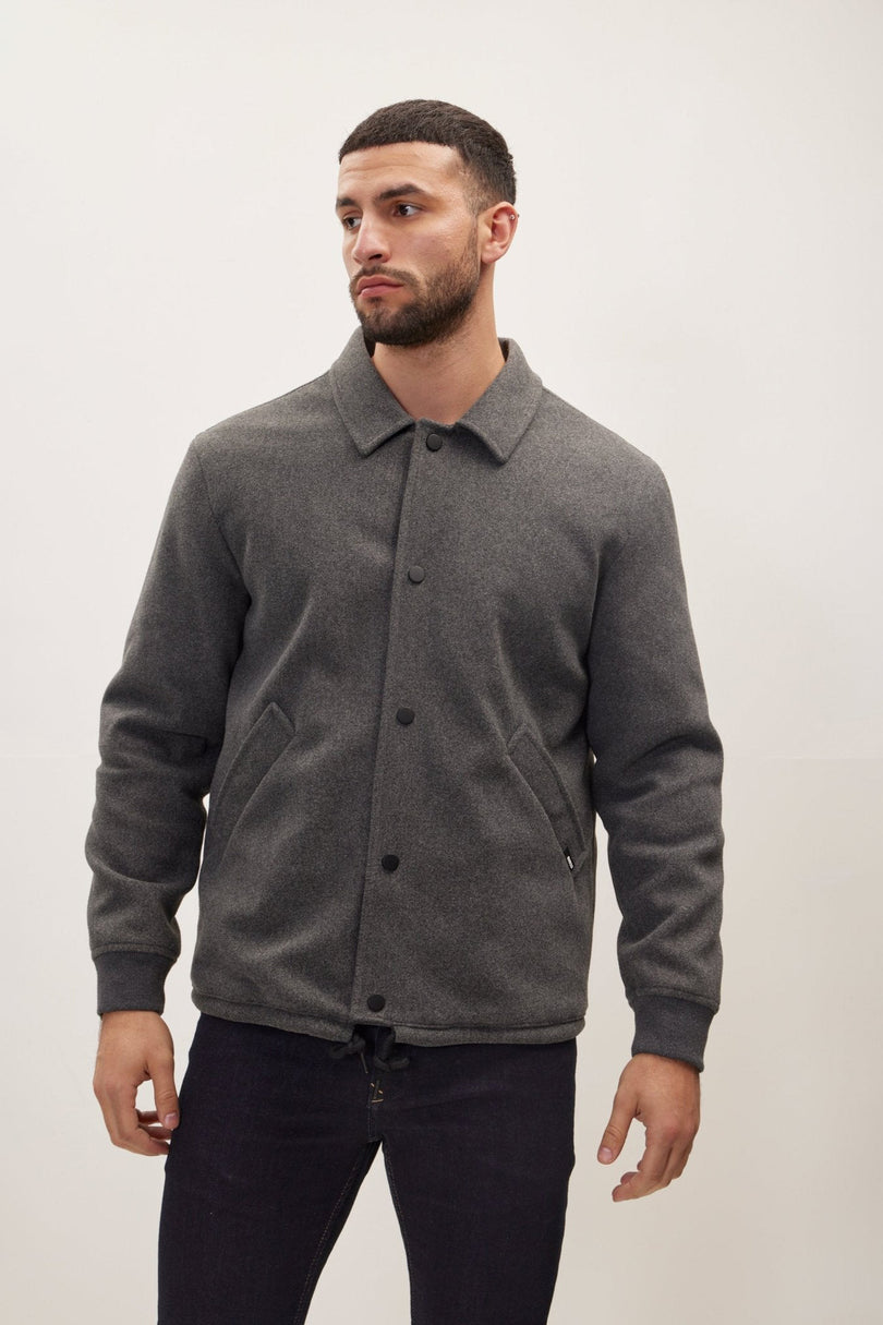 Men's Snap Closure Collared Walking Jacket - Anthracite | Ron Tomson