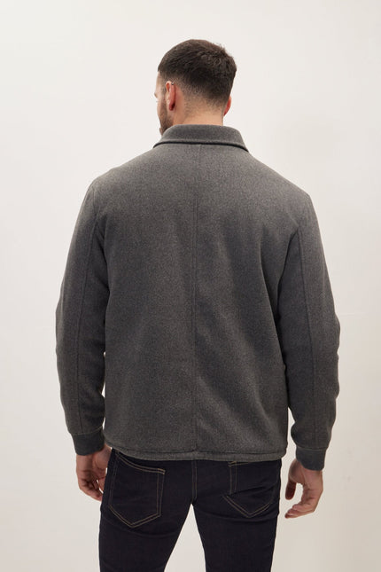 Men's Snap Closure Collared Walking Jacket - Anthracite | Ron Tomson