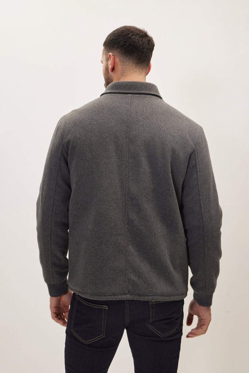 Men's Snap Closure Collared Walking Jacket - Anthracite | Ron Tomson