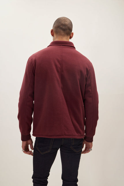 Men's Snap Closure Collared Walking Jacket - Wine | Ron Tomson