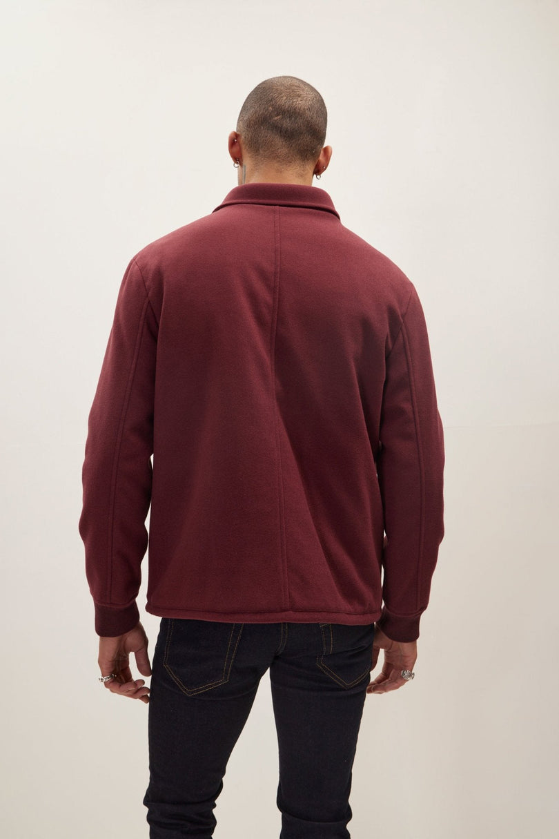 Men's Snap Closure Collared Walking Jacket - Wine | Ron Tomson