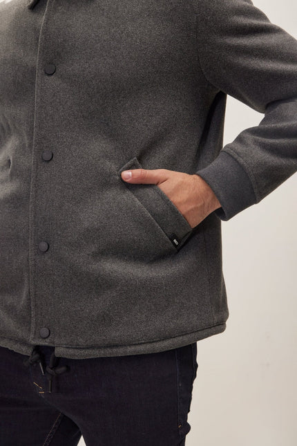 Men's Snap Closure Collared Walking Jacket - Anthracite | Ron Tomson