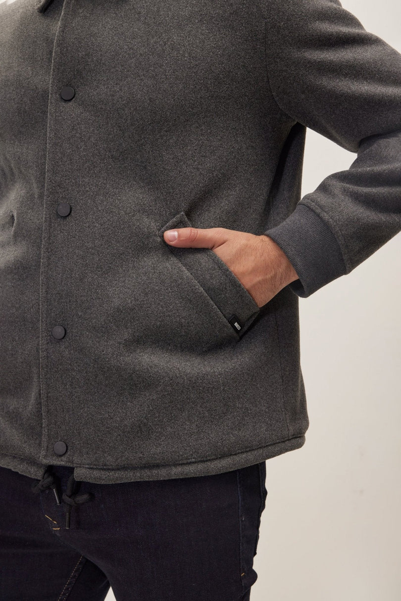Men's Snap Closure Collared Walking Jacket - Anthracite | Ron Tomson