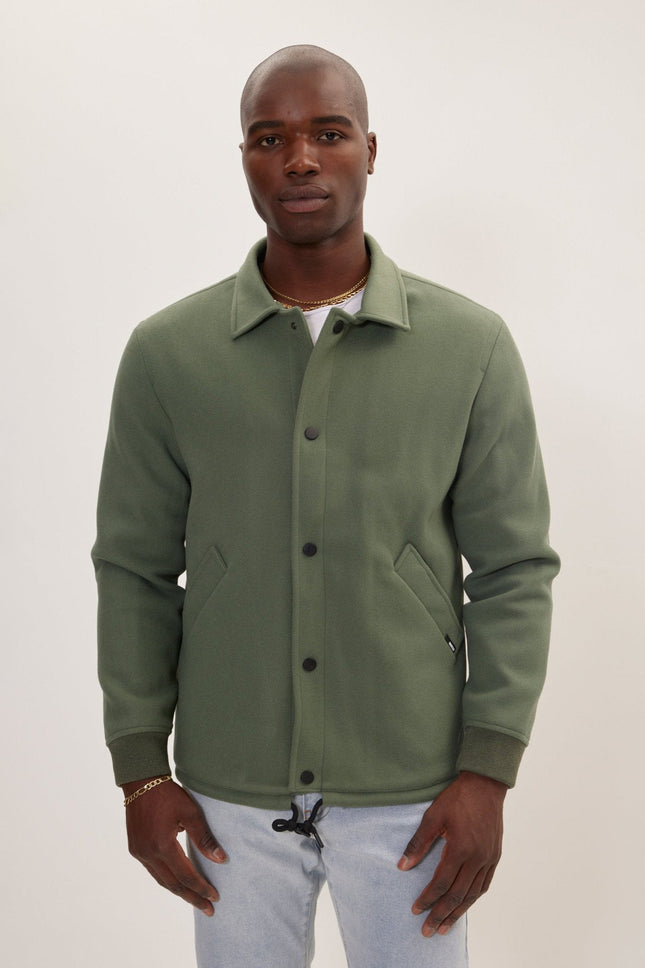 Men's Snap Closure Collared Walking Jacket - Teal Green | Ron Tomson