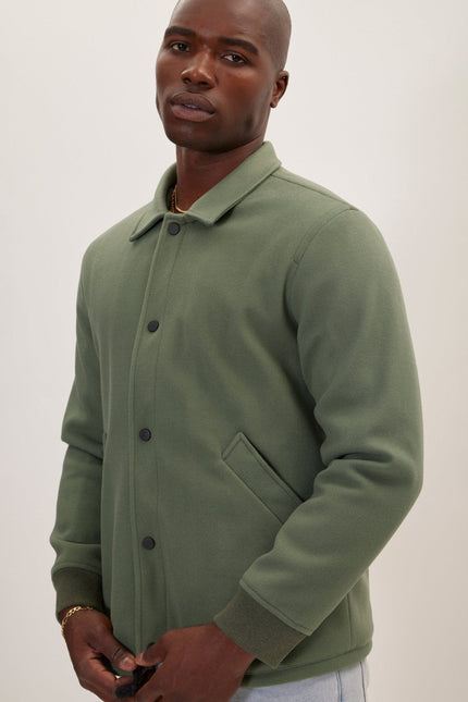 Men's Snap Closure Collared Walking Jacket - Teal Green | Ron Tomson