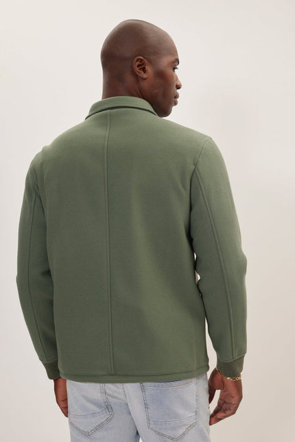 Men's Snap Closure Collared Walking Jacket - Teal Green | Ron Tomson