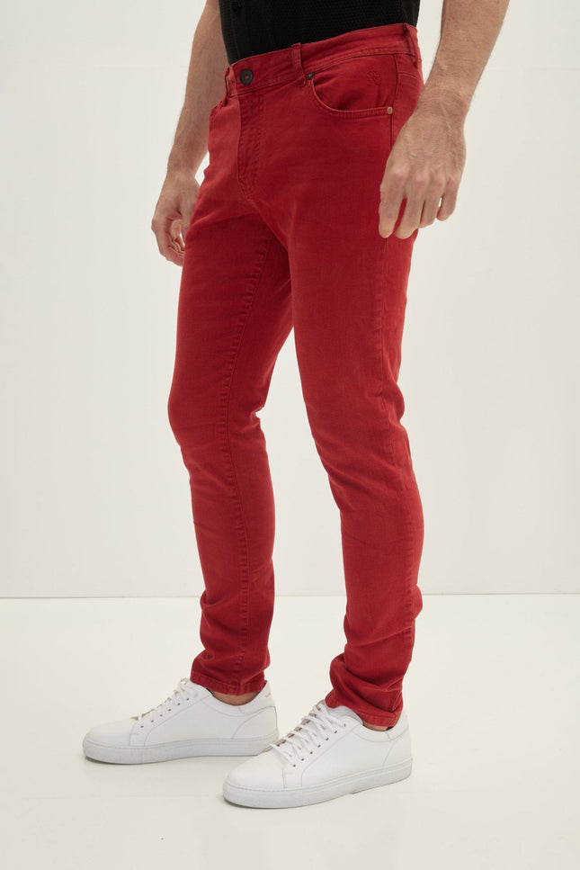 Cotton Tapered Jeans - Red