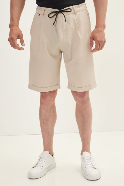 Men's Relaxed Drawstring Shorts - Stone | Ron Tomson