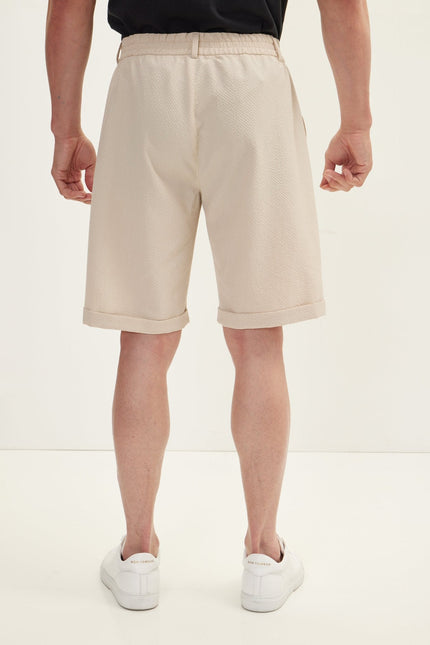 Men's Relaxed Drawstring Shorts - Stone | Ron Tomson