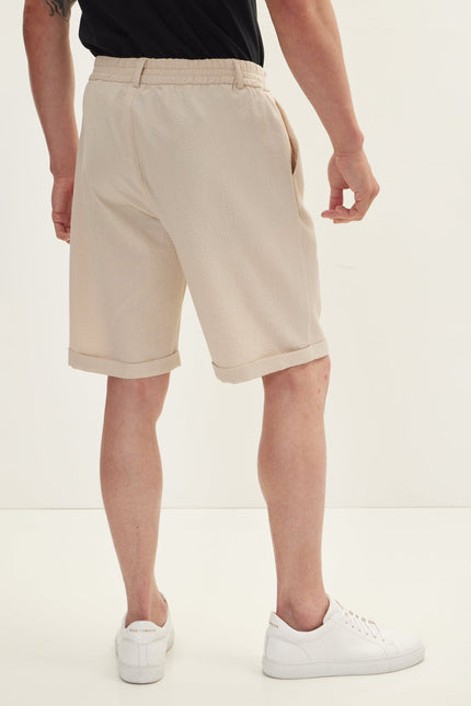 Men's Relaxed Drawstring Shorts - Stone | Ron Tomson