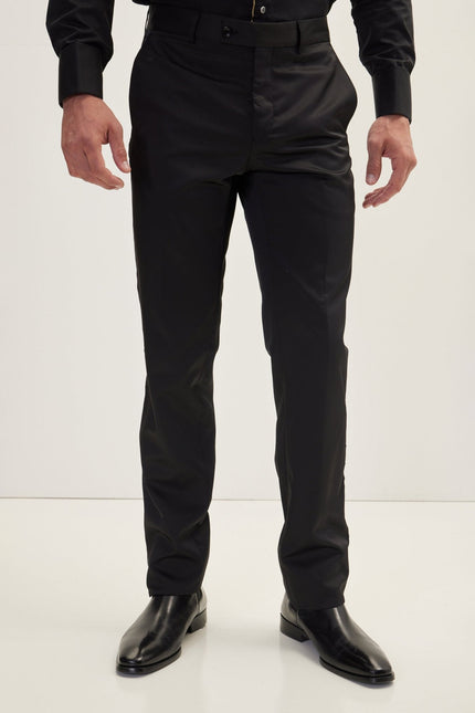 Men's Slim Fit Striped Tuxedo Pants - Black | Ron Tomson