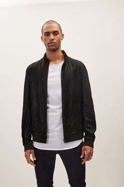 Men's Reversible Lambskin Jacket - Black | Ron Tomson