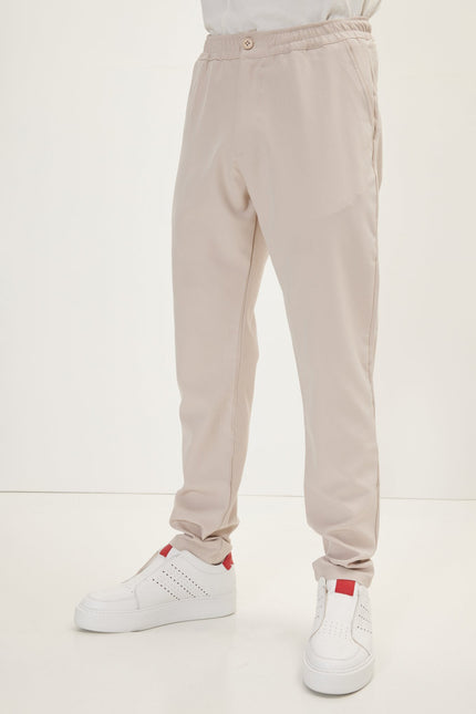 Men's Drawstring Jogger Pants - Stone | Ron Tomson